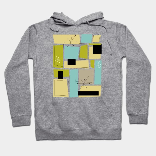 Blue Yellow Green Rectangles Mid Century Hoodie by OrchardBerry